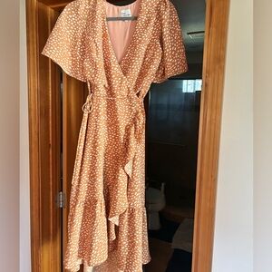 Orange Polka Dot Wrap Dress